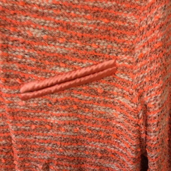 Orange Vintage Tweed Long Sleeve Front Zip-Up Detail Jacket With Pockets - Picture 11 of 16